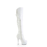 Delight-3018 Thigh Boot Patent White-White