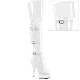 Delight-3018 Thigh Boot Patent White-White
