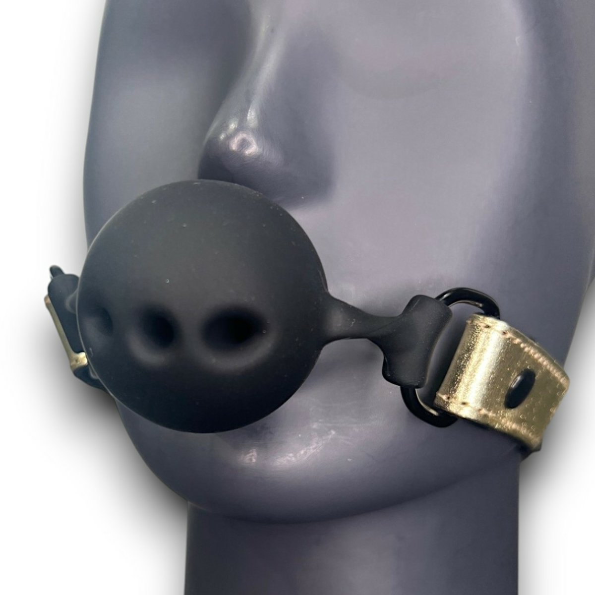 Metallic Leather Ball Gag With Black Breathable Ball-One Size M2O