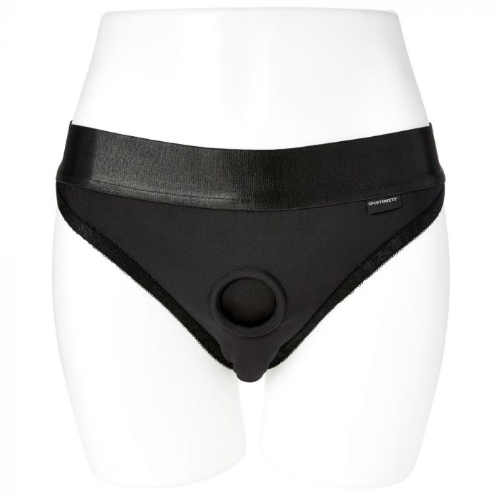 Em.Ex Active Harness Wear-Silhouette Crotchless-Black-X