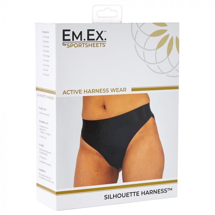 Em.Ex Active Harness Wear-Silhouette Crotchless-Black-X