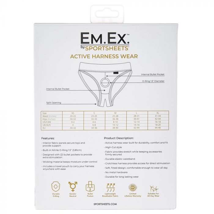 Em.Ex Active Harness Wear-Silhouette Crotchless-Black-X