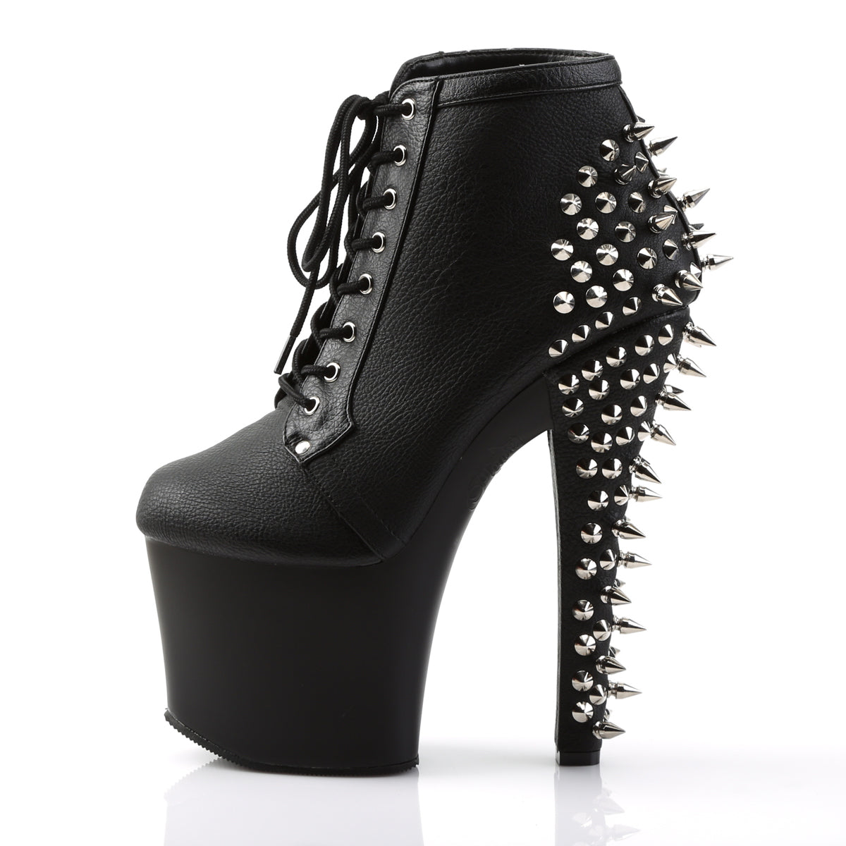 Fearless-700-28 Platform Lace Up Ankle Boot Featuring Spikes And Studs