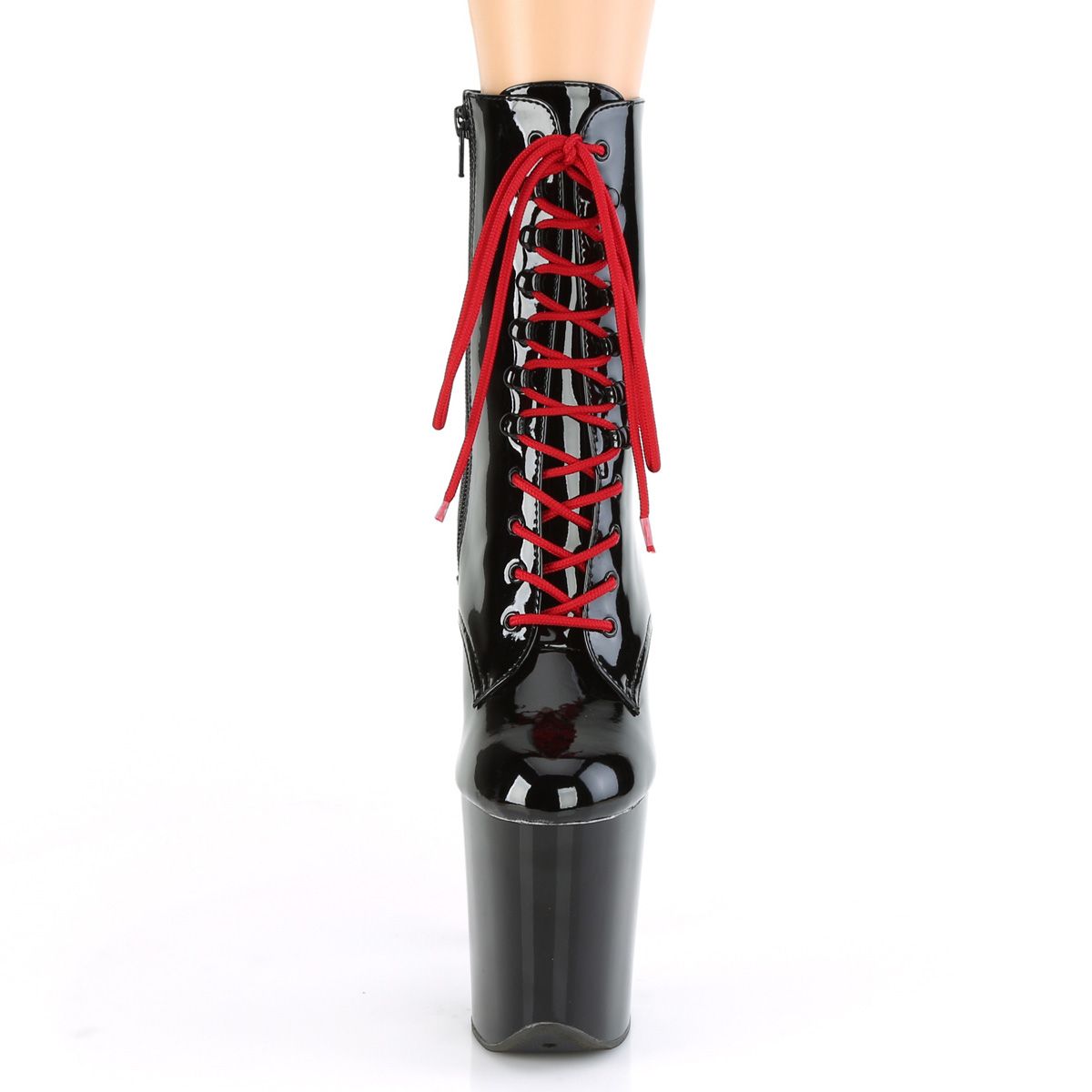 Flamingo-1020Rh Two Tone Lace-Up Ankle Boot W/ Red Stiletto Heel