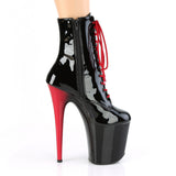 Flamingo-1020Rh Two Tone Lace-Up Ankle Boot W/ Red Stiletto Heel