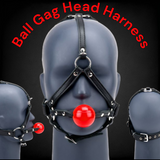 Ball Gag Head Harness With Red Ball