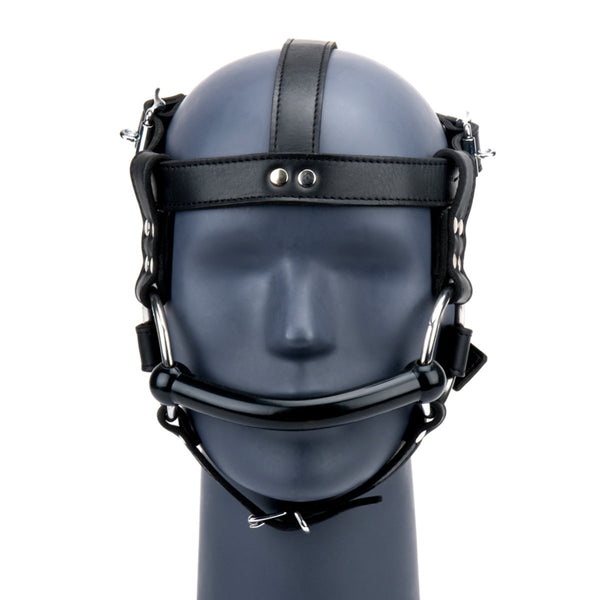 Leather Pony Bit Gag Head Harness – Black