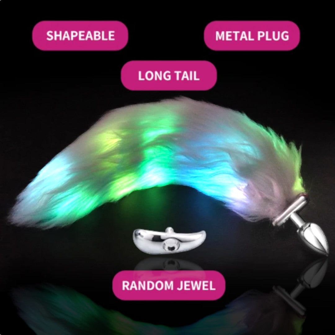 Light up Tail Steel Butt Plug Mint Green