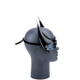 Cecilio Leather Designs Horned Metal Cyber Grille Mask - Black