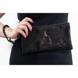 Clutch Bag W/ Heart In Snake