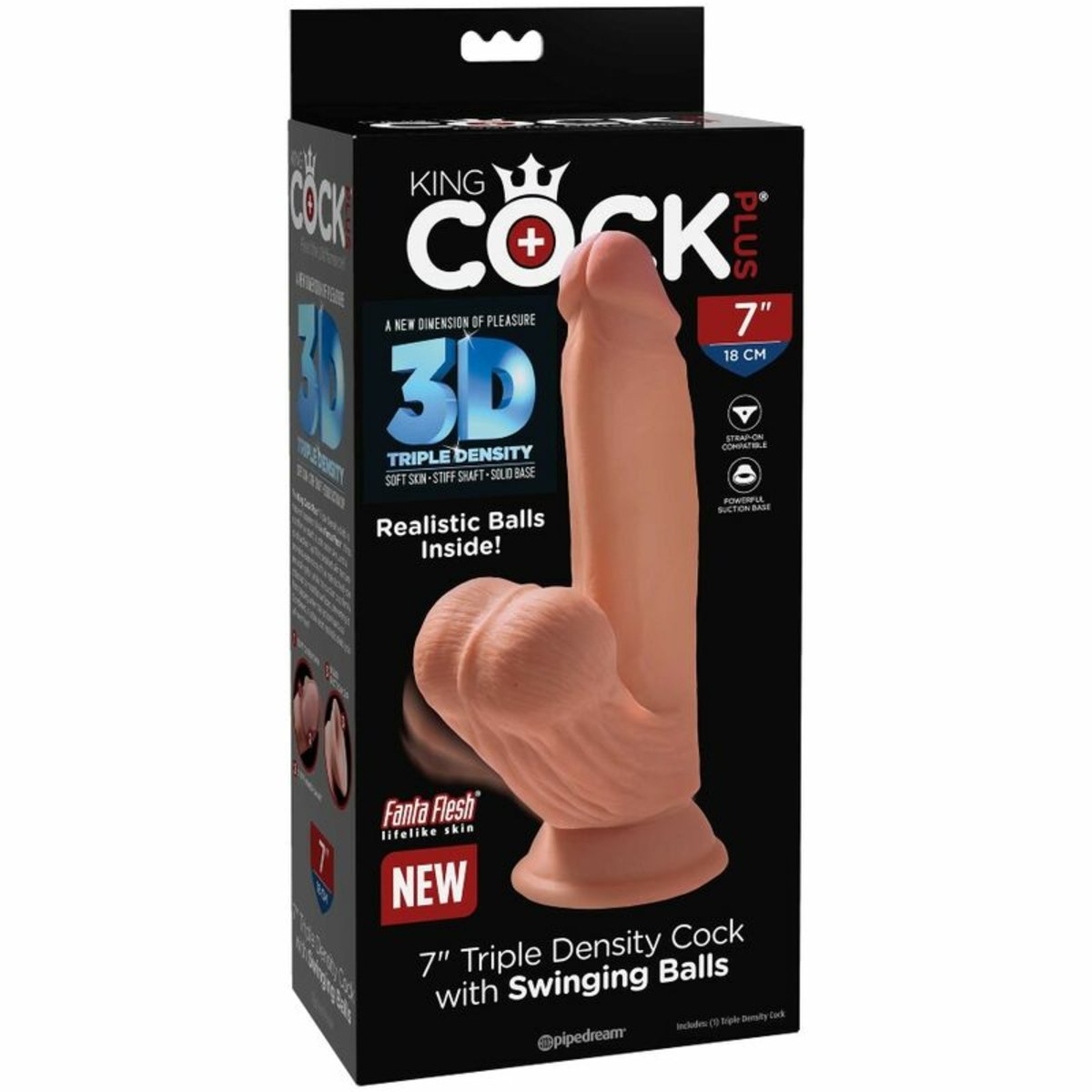 King Cock Plus 3D Cock Swinging Balls 7"