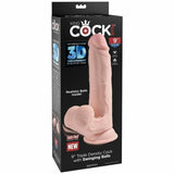 King Cock Plus 3D Cock Swinging Balls 9" Dildo