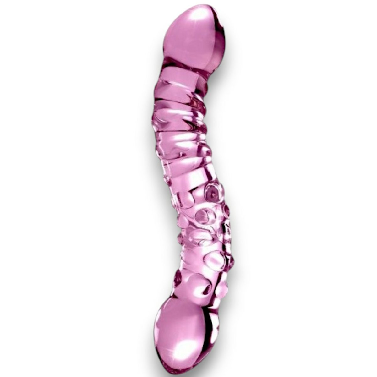 Icicles Hand Blown Glass Pink- Double Ended Dildo