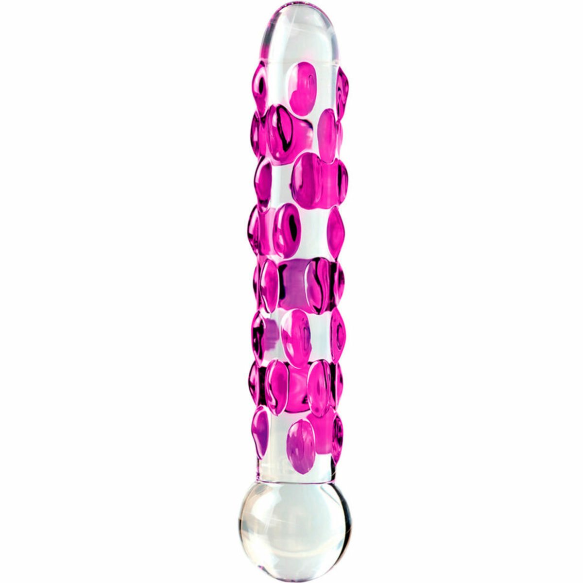 Icicles Hand Blown Clear-Pink Glass Dildo