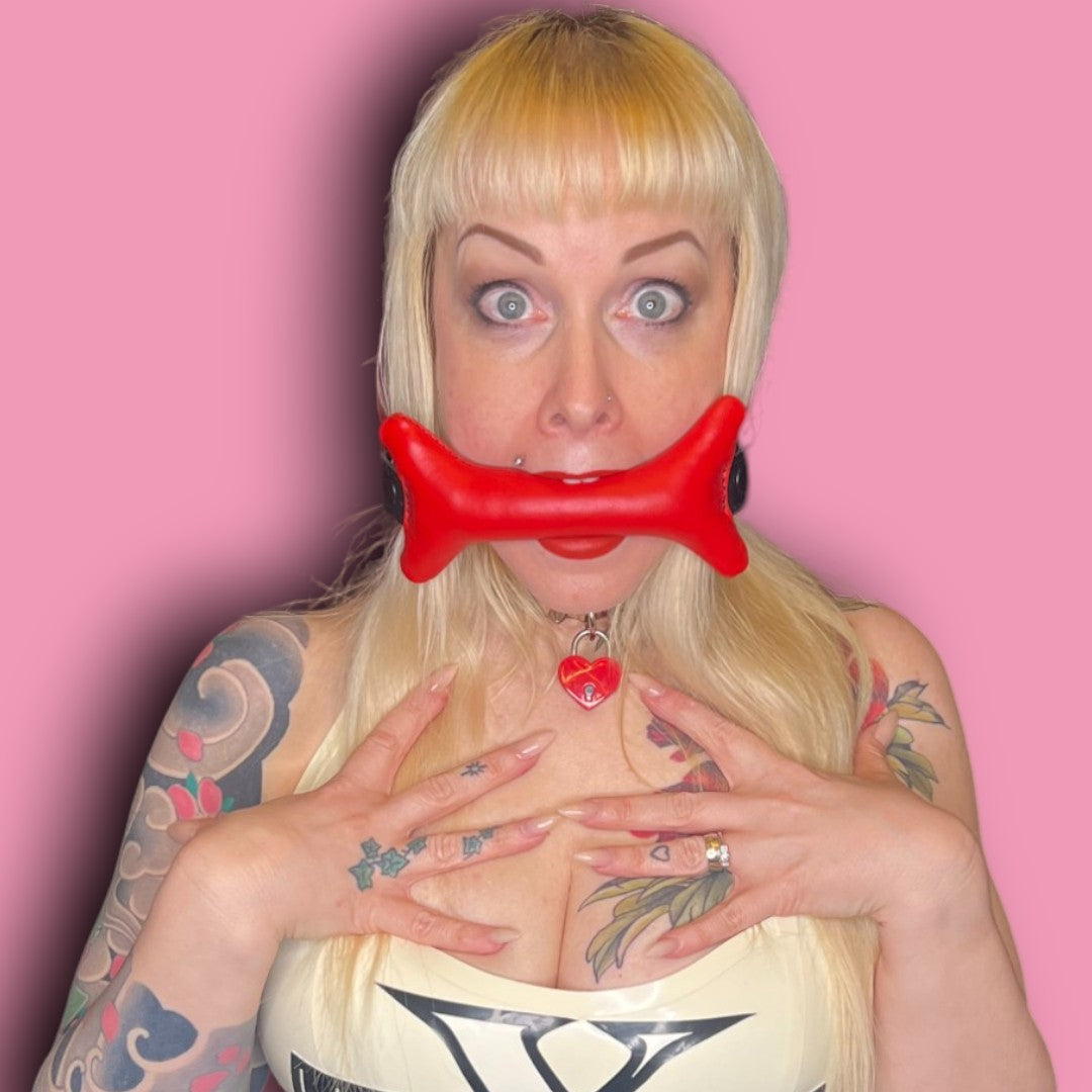 Leather Dog Bone Gag Red