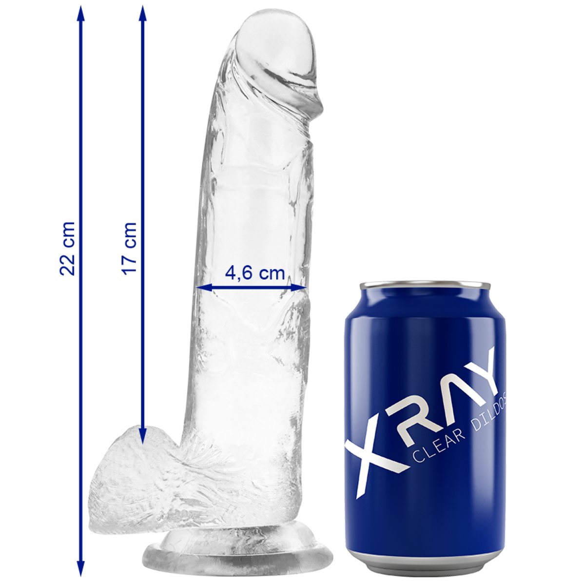 Dildo-Xray Clear Cock With Balls-22cm X 4.6cm