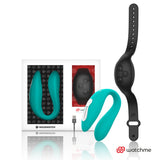 Watchme Wearwatch Dual Pleasure Couples Vibrator Wireless Technology Aquamarine/ Jet