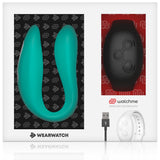 Watchme Wearwatch Dual Pleasure Couples Vibrator Wireless Technology Aquamarine/ Jet