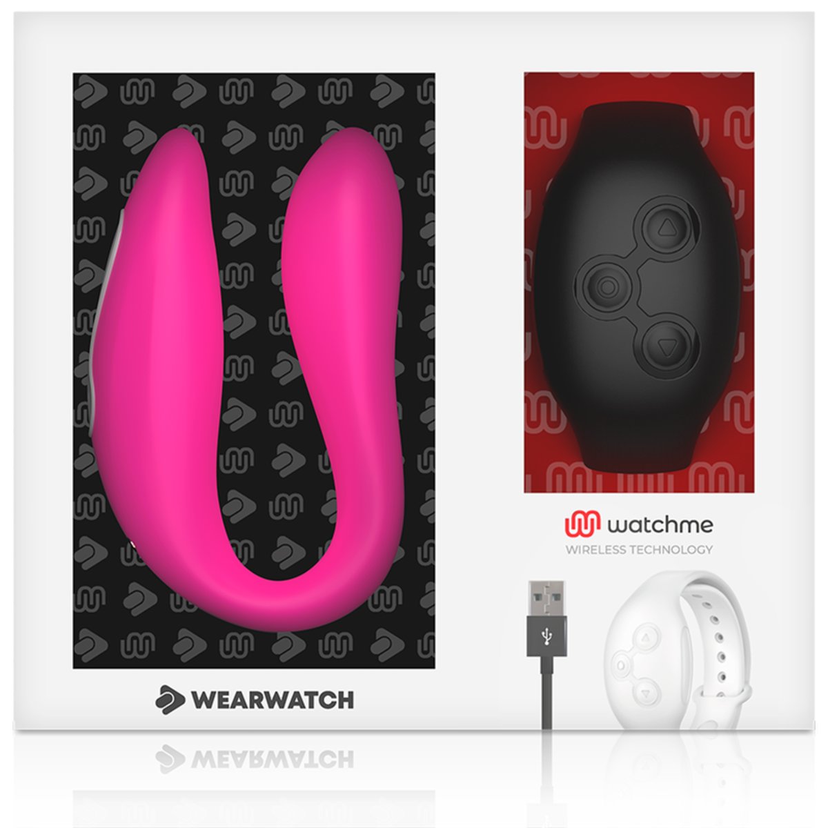 Watchme Wearwatch Dual Pleasure Couples Vibrator Wireless Technology Fuchsia/ Jet