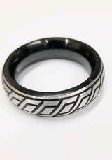 Steel Donut Cockring With Engraving Black