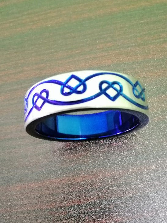 Blue Steel Cockring W/Heart Engraving