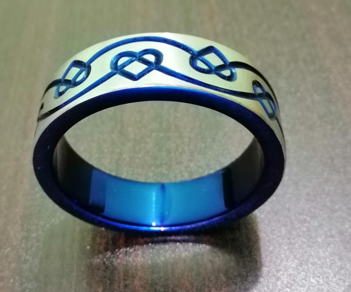 Blue Steel Cockring W/Heart Engraving