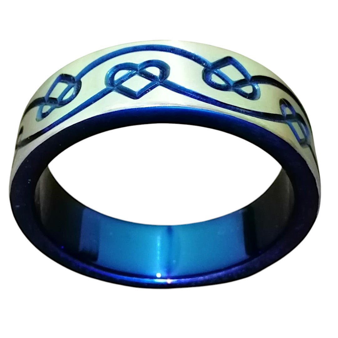 Blue Steel Cockring W/Heart Engraving