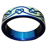 Blue Steel Cockring W/Heart Engraving