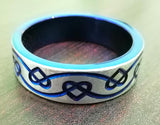 Blue Steel Cockring W/Heart Engraving