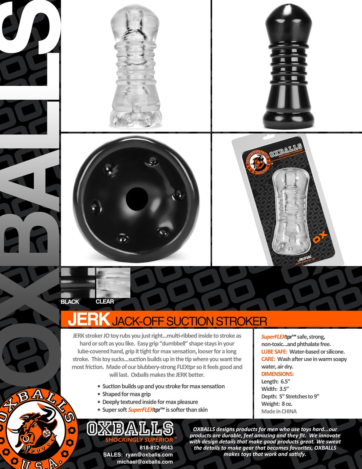 Jerk  Masturbator Sleeve -Black