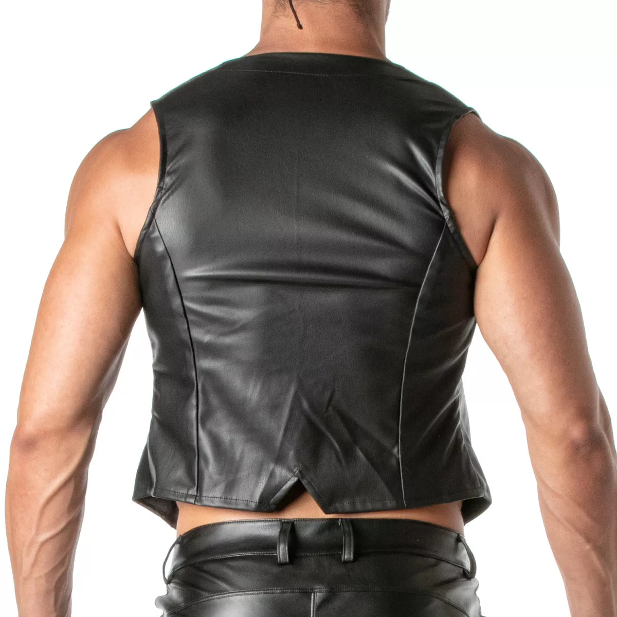 TOF Kinky Faux Leather Chain Waistcoat Black