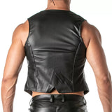 TOF Kinky Faux Leather Chain Waistcoat Black