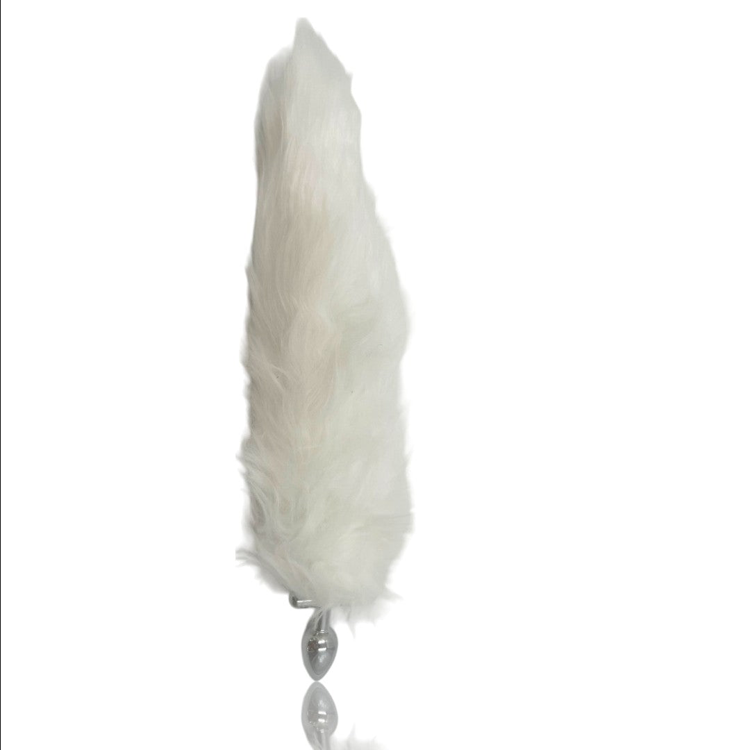 Light-up Tail with Steel Butt-Plug  White