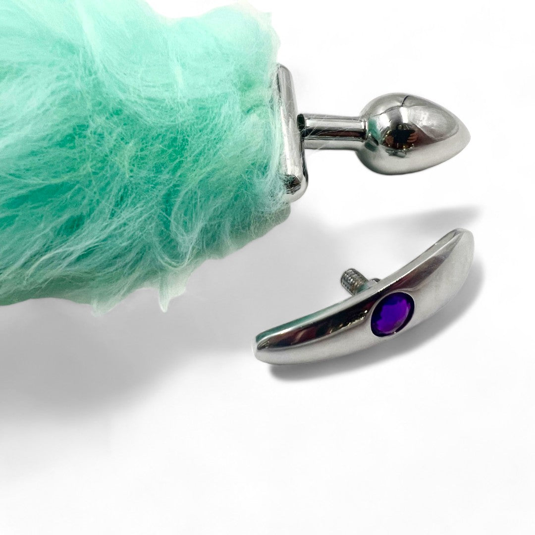 Light-up Tail with Steel Butt-Plug  Mint Green