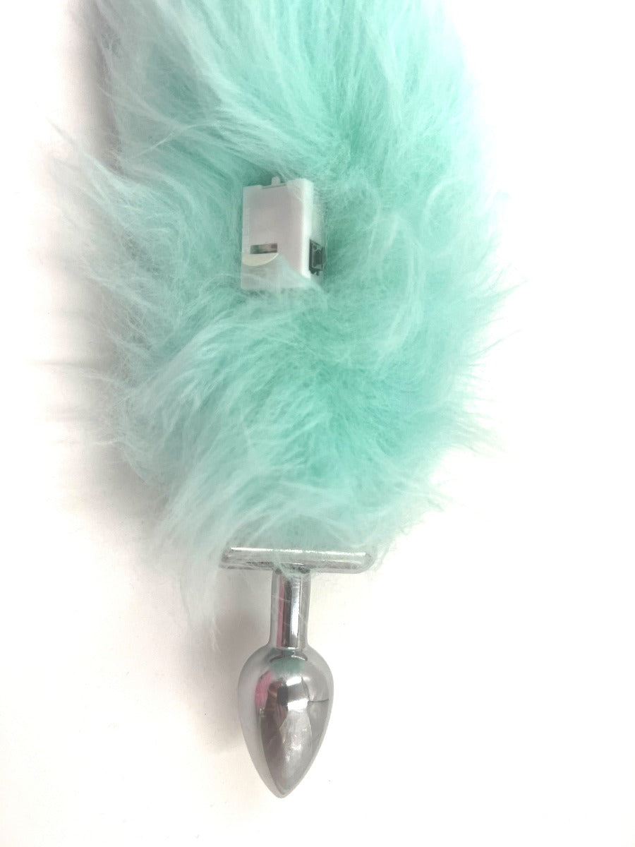 Light-up Tail with Steel Butt-Plug  Mint Green