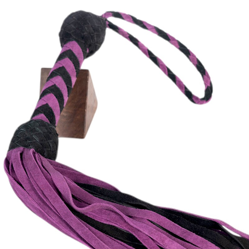 Suede Leather Flogger Black & Purple