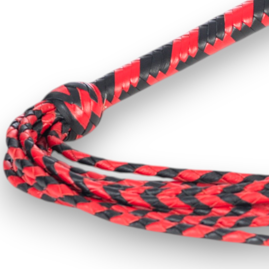 Long Handle Leather Cat-O-Nine Tails Red &