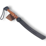 Wood Handle Plaited Leather Strap
