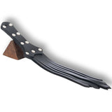 Black Wood Handle Studded 12 Leather Thong Tawse