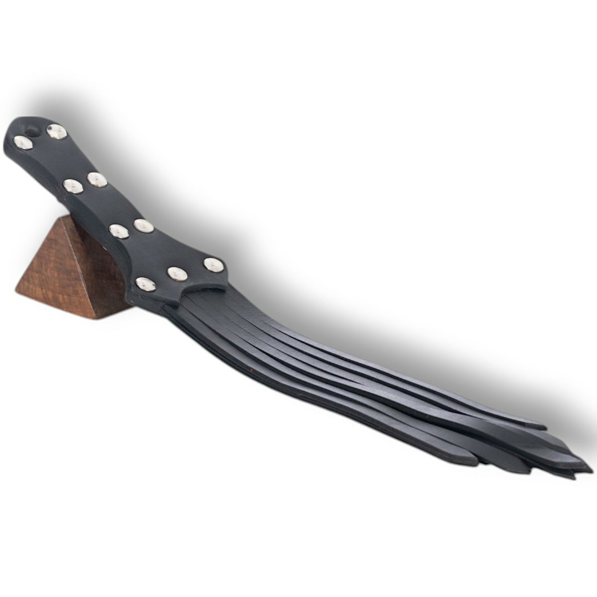 Wood Handle Studded 12 Leather Thong Tawse