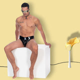 Metallic Leather Slim Padlock Collar Leather Lined M2O