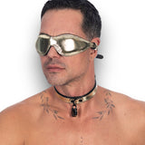 Metallic Leather Slim Padlock Collar Leather Lined M2O