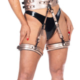 Metallic Leather Narrow Thigh Cuff Padded & Leather Lined M2O