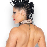 Metallic Leather 3D Ring Collar Padded & Leather Lined M2O