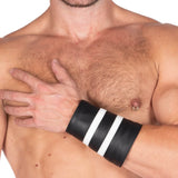 Leather Gauntlet Wallet White Stripes