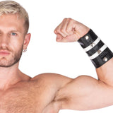 Leather Gauntlet Wallet White Stripes