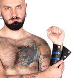 Leather Gauntlet Wallet Blue Stripes