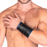 Leather Gauntlet Wallet Black-Blue Trim