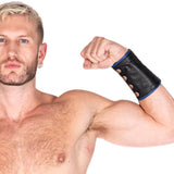 Leather Gauntlet Wallet Black-Blue Trim