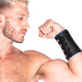 Leather Gauntlet Wallet Black-Blue Trim